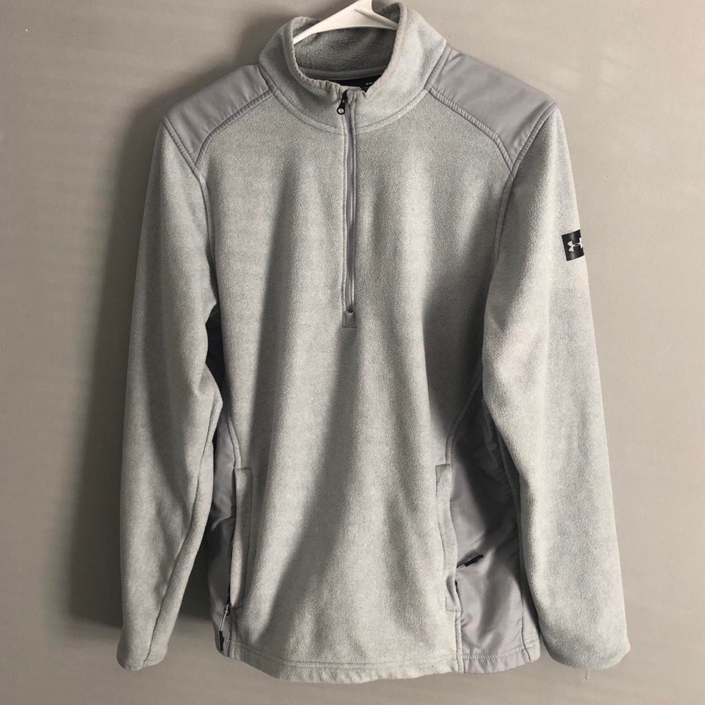 (Women’s M) Under Armour Light Grey Coldgear Performance Fleece Quarter-Zip